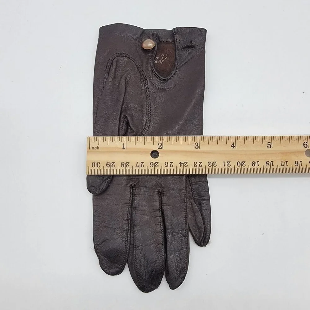 Vintage‎ Alexette Bacmo Leather Gloves Size 6.5 Super Soft Brown Button Close